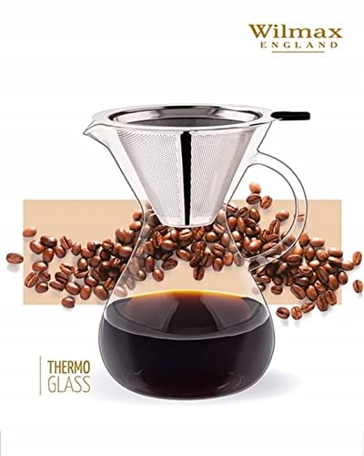 Wilmax WL-888852/A Borosilikatglas Kaffeekaraffe mit Filter, 500mL Kapazität