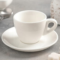 Wilmax WL-993174/AB Porzellan Kaffeetassen- und Untertassen-Set, Weiss, 110mL Kapazität