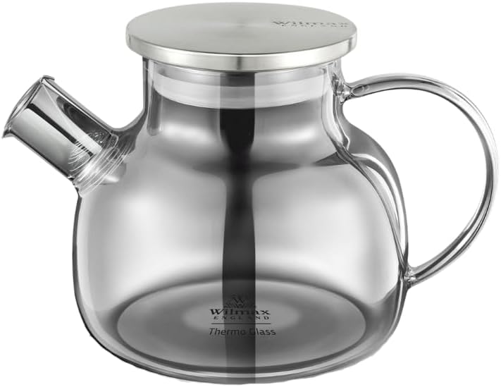 Wilmax Teekanne 950 ml Thermoglas Federfilter Grau WL-888810002/A