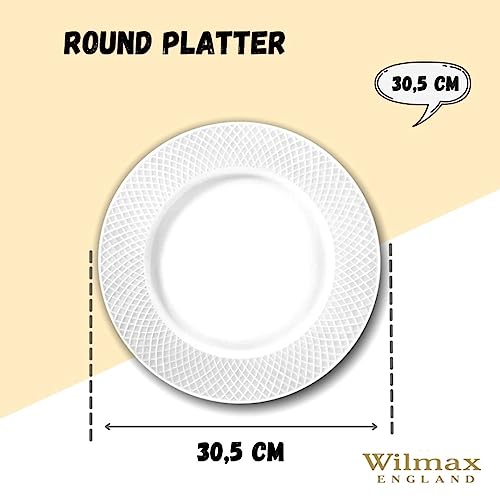 Wilmax WL-880118/1C Porzellan Runde Platte, Weiss, 30.5cm Durchmesser