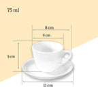 Wilmax Espressotasse mit Untertasse 75 ml 6er-Set Weiß aus Porzellan
