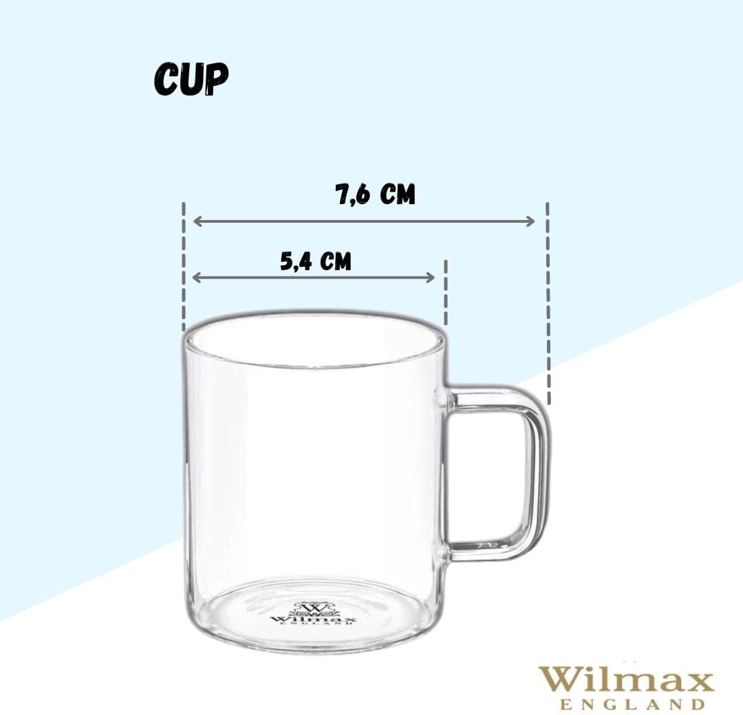 Wilmax Tassen 100 ml Borosilikatglas, 6er-Set WL-888602/A6