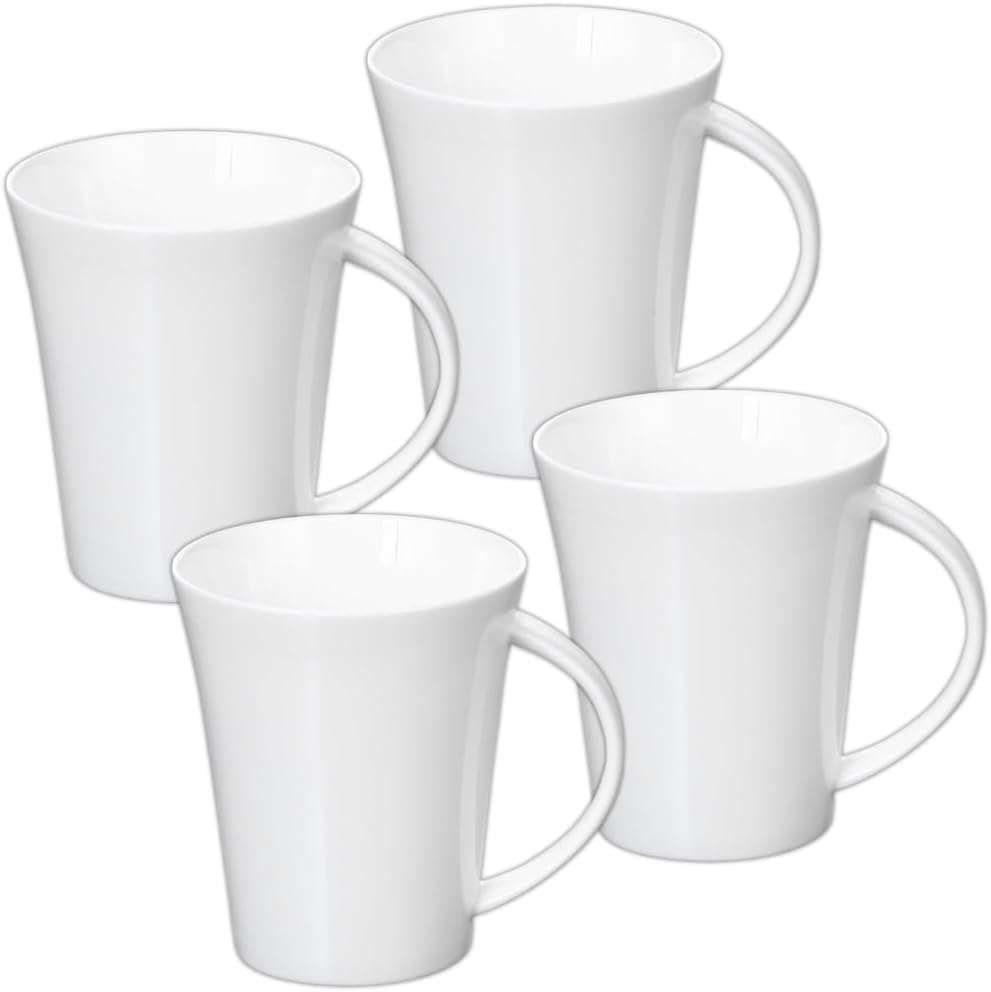 Wilmax Tassen 380 ml Weiß Porzellan 4er Set WL-993012/A4