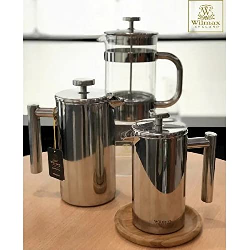 Wilmax WL-551005/1C Doppelwandige Kaffeepresse aus Edelstahl, 350mL Kapazität