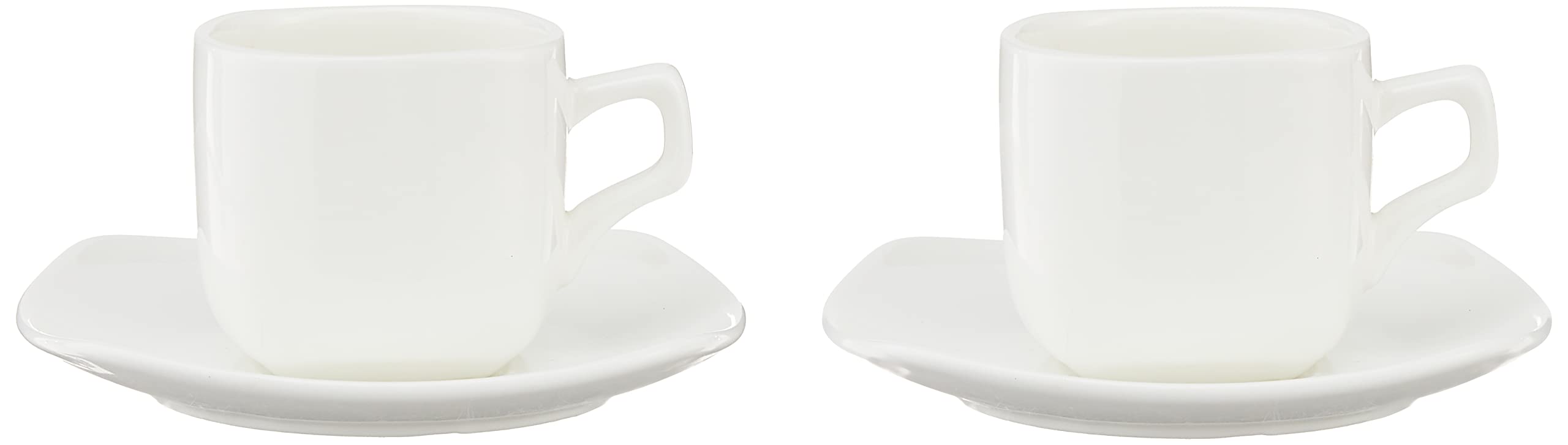 Wilmax WL-993041/2C Porzellan Kaffeetassen- und Untertassen-Set, Weiss, 90mL Kapazität, 2 Stück