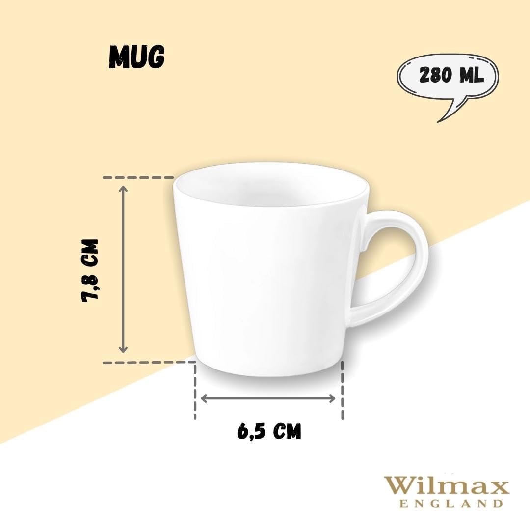 Wilmax Porzellan Tasse, 280 ml, 2er-Set, WL-993101/A2