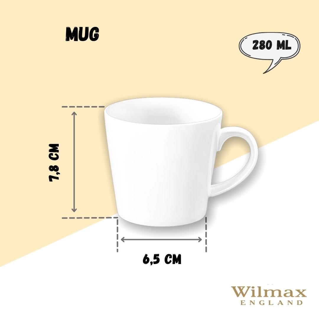 Wilmax WL-993101/A Porzellan Becher, Weiss, 280mL Kapazität