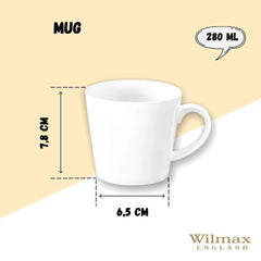 Wilmax WL-993101/A Porzellan Becher, Weiss, 280mL Kapazität