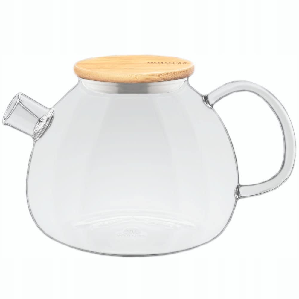 Wilmax WL-888825/A Borosilikatglas Teekanne mit Bambusdeckel, 1500mL Kapazität