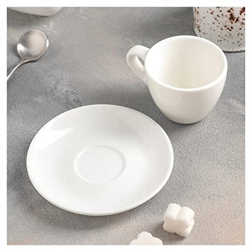 Wilmax WL-993174/AB Porzellan Kaffeetassen- und Untertassen-Set, Weiss, 110mL Kapazität