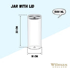 Wilmax Vorratsglas 1500 ml mit Edelstahl Deckel Transparent WL-888517/A