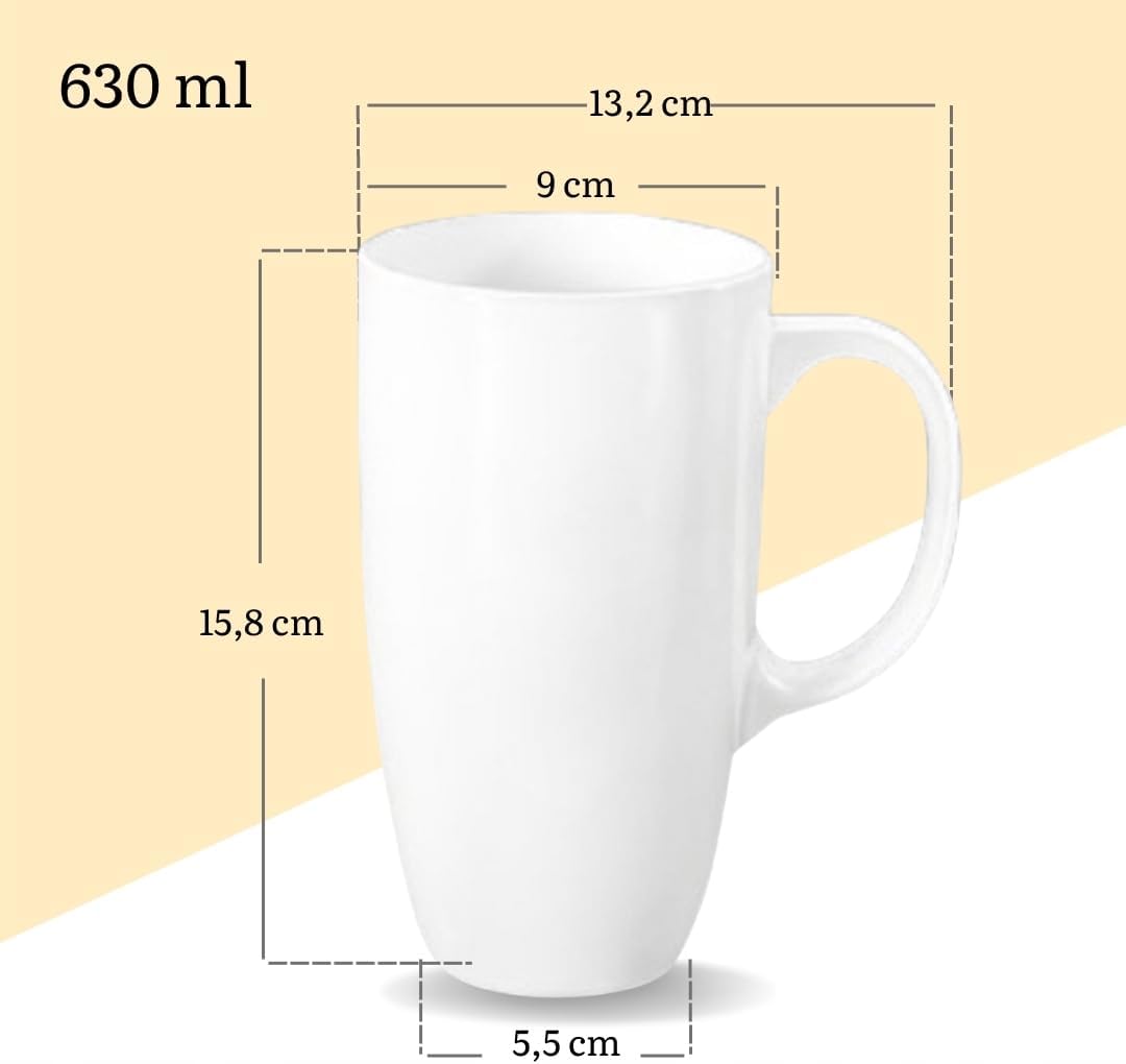 Wilmax Porzellantassen Set mit Griffen 2er Set Weiß 630ml WL-993093/A2