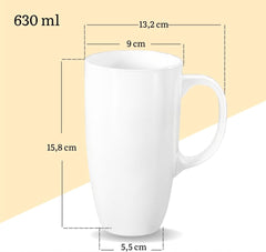 Wilmax Porzellantassen Set mit Griffen 2er Set Weiß 630ml WL-993093/A2