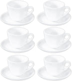 Wilmax Tasse mit Untertasse 300 ml 6er-Set Weiß aus Porzellan