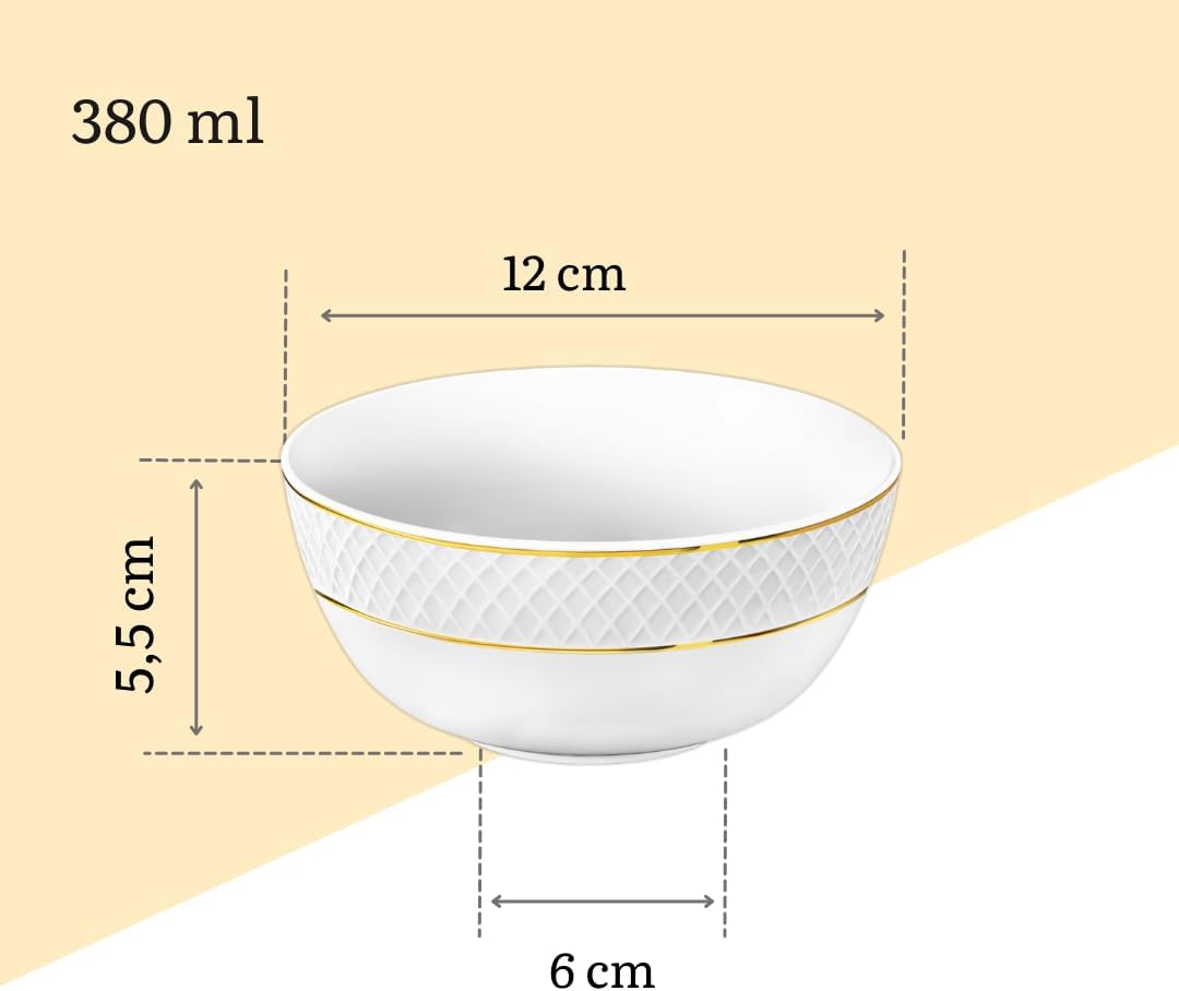 Wilmax Schüssel mit Goldlinien, 12 cm, 6er Set, WL-880102366/A6