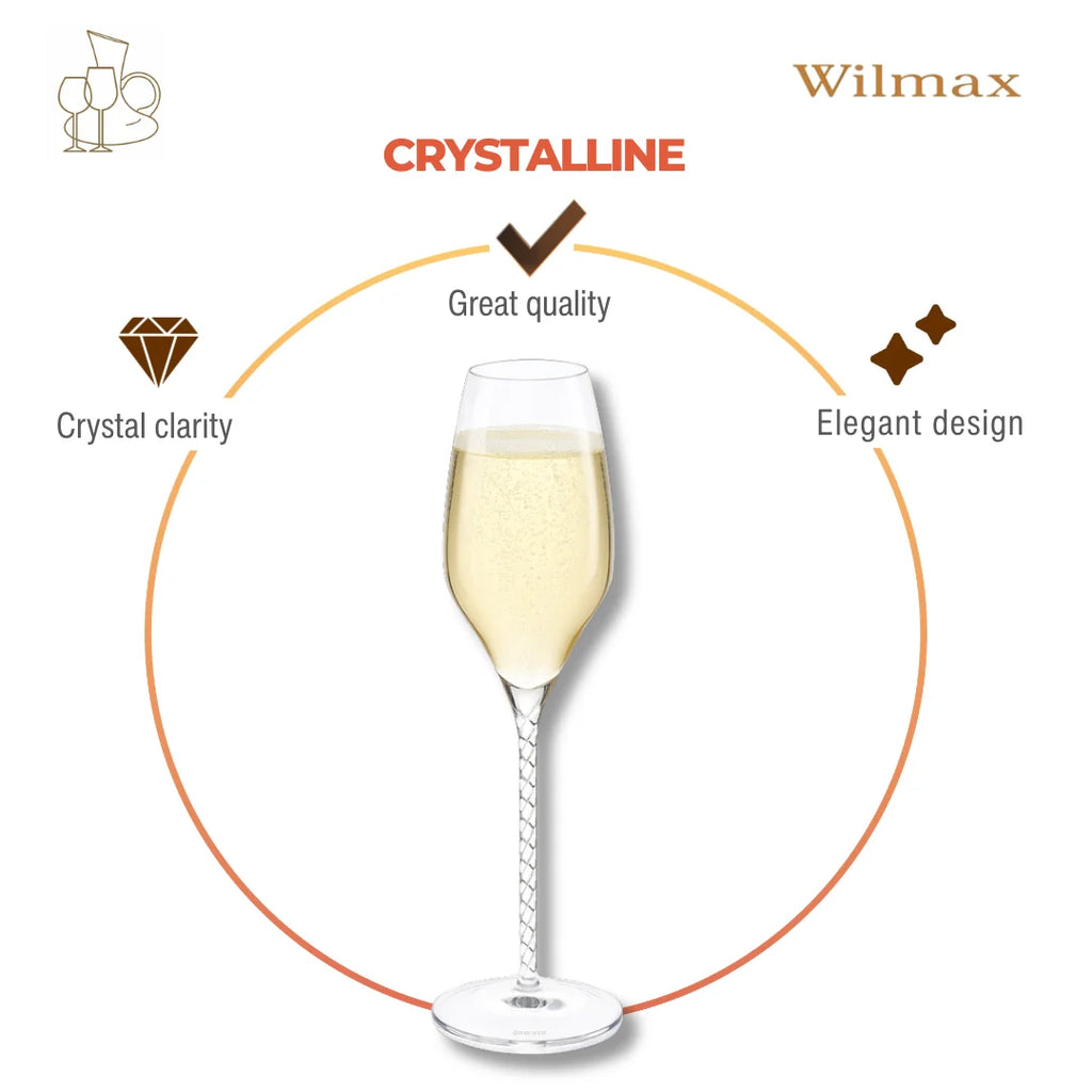 Wilmax Champagnerflöte 300 ml 2er-Set Transparent aus Wilmax Crystalline-Serie