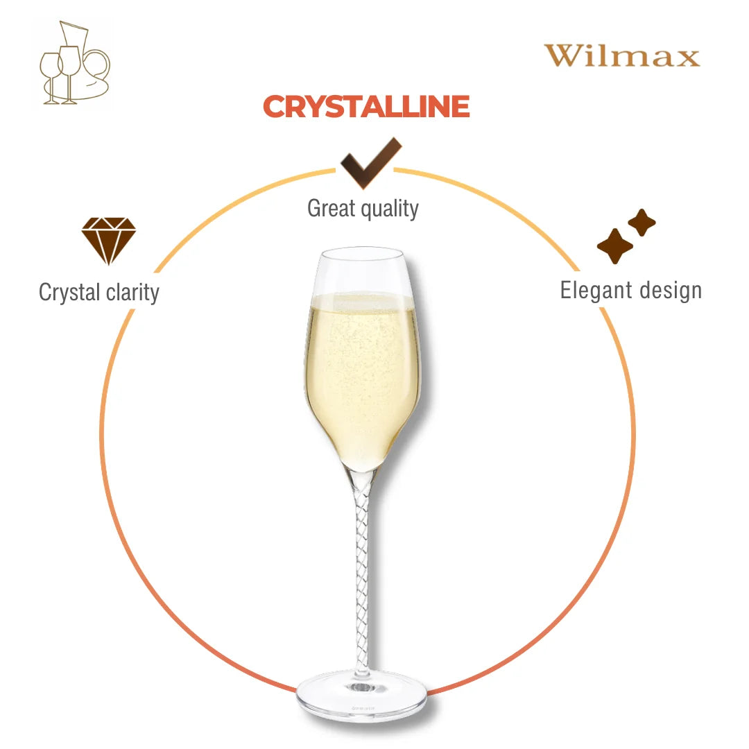 Wilmax Champagnerflöte 300 ml 2er-Set Transparent aus Wilmax Crystalline-Serie