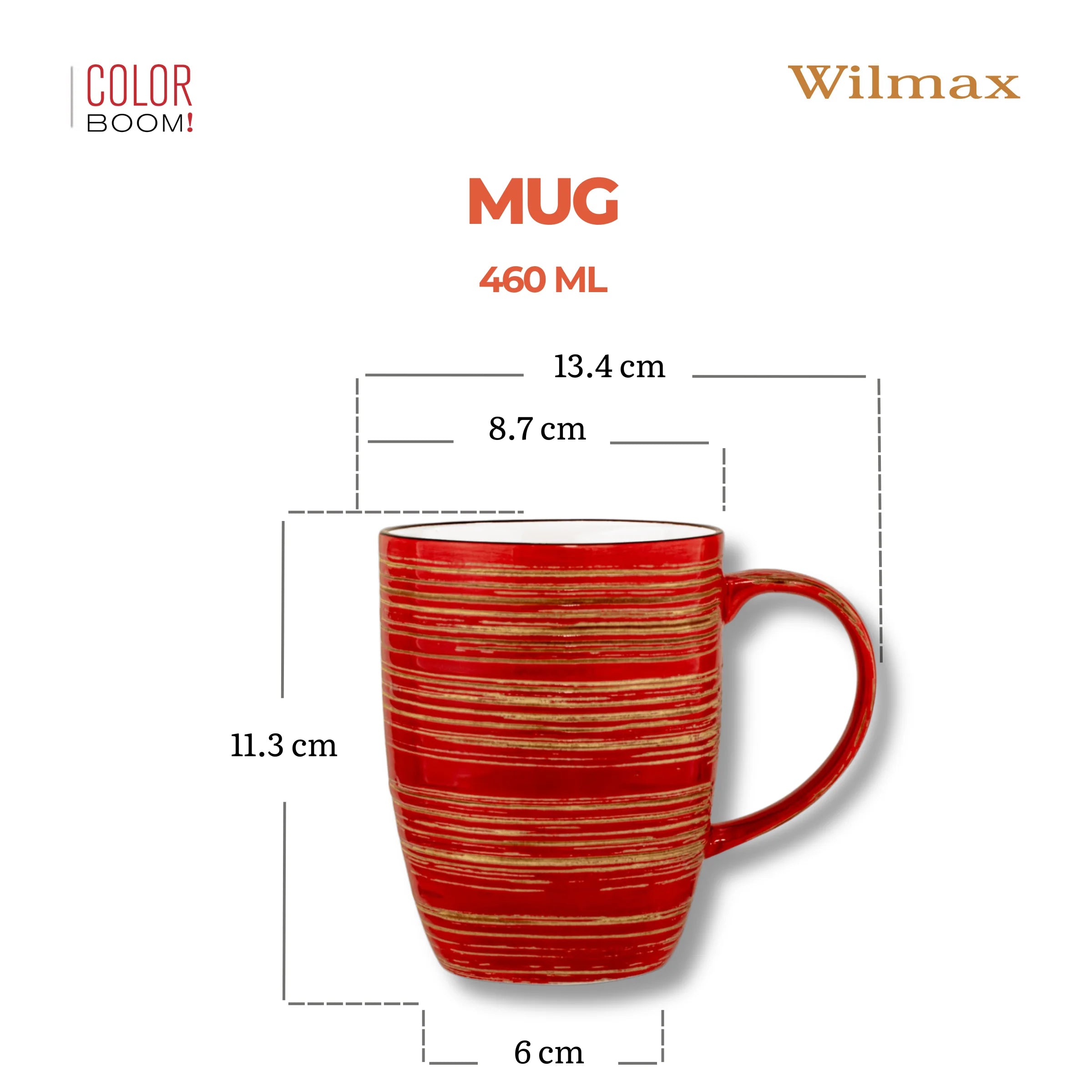Wilmax Becher 460 ml Rot aus Porzellan