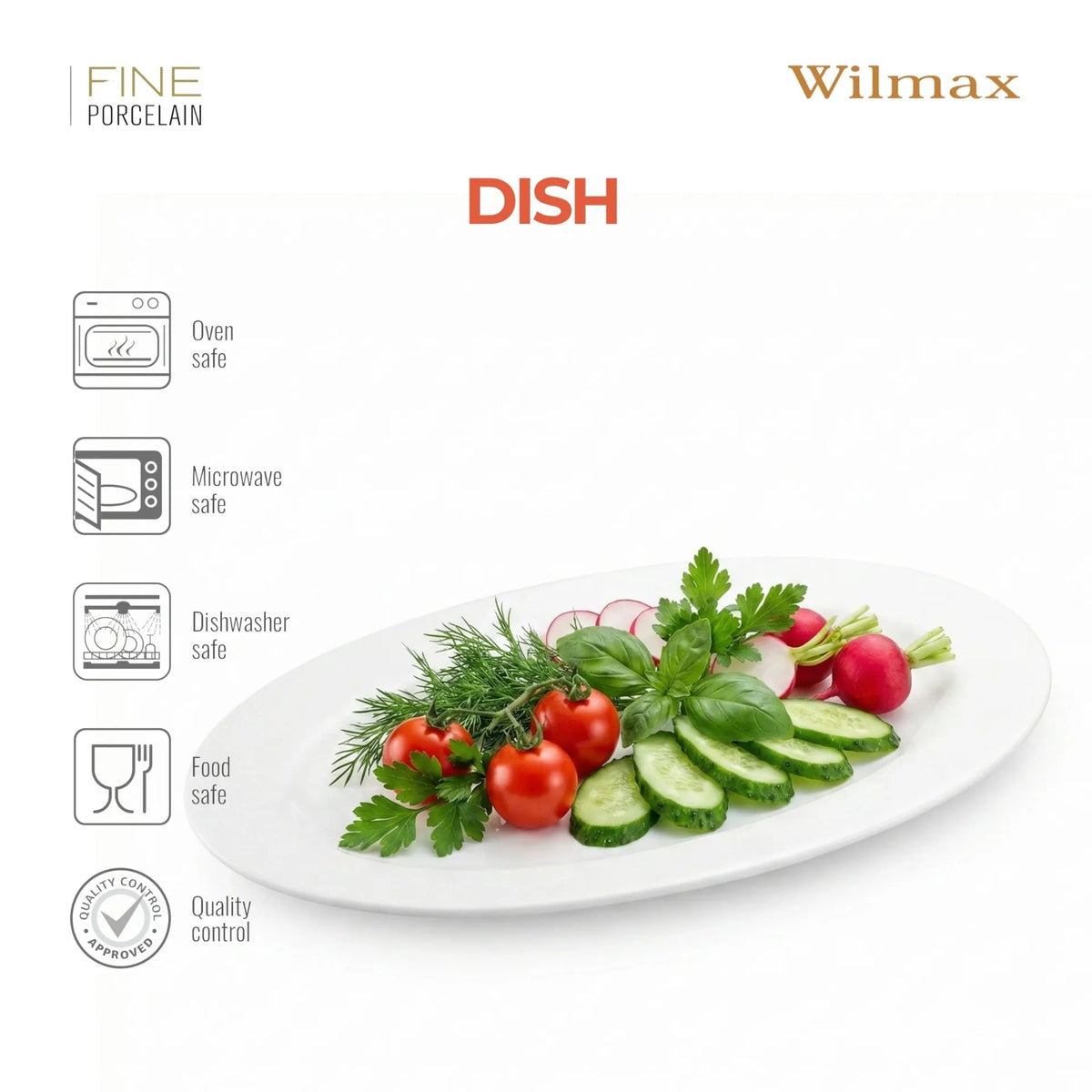 Wilmax Platte 26 cm Weiß aus Porzellan