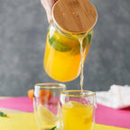Wilmax Krug 1000 ml mit Bambusdeckel Transparent aus Thermoglas