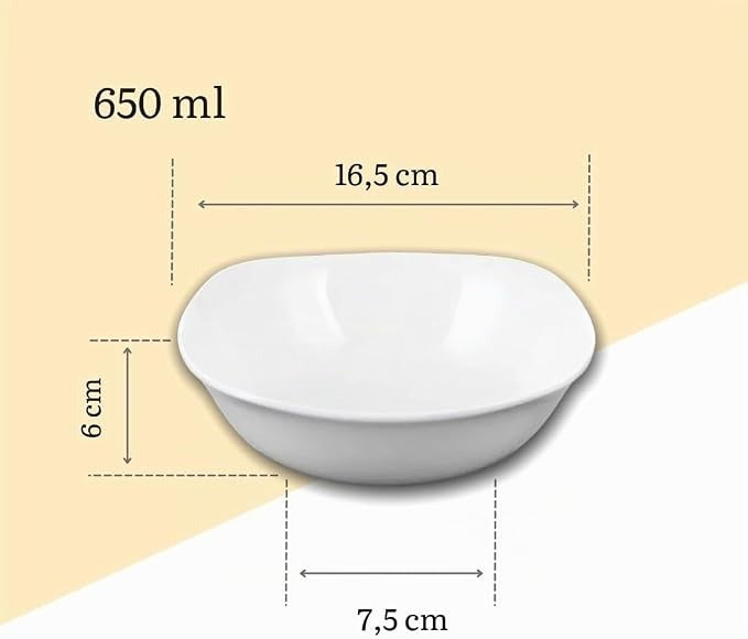 Wilmax Schale 650 ml 16,5 × 16,5 cm 4er-Set Weiß aus Porzellan