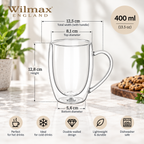 Wilmax Doppelwandiger Becher 400 ml 4er-Set Transparent