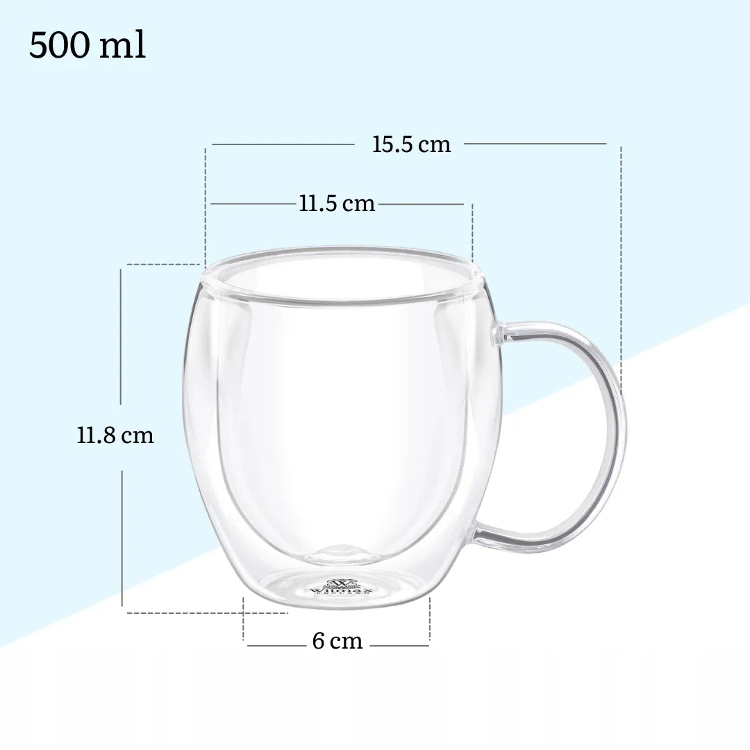 Wilmax Doppelwandige Tasse 500 ml Transparent aus Glas