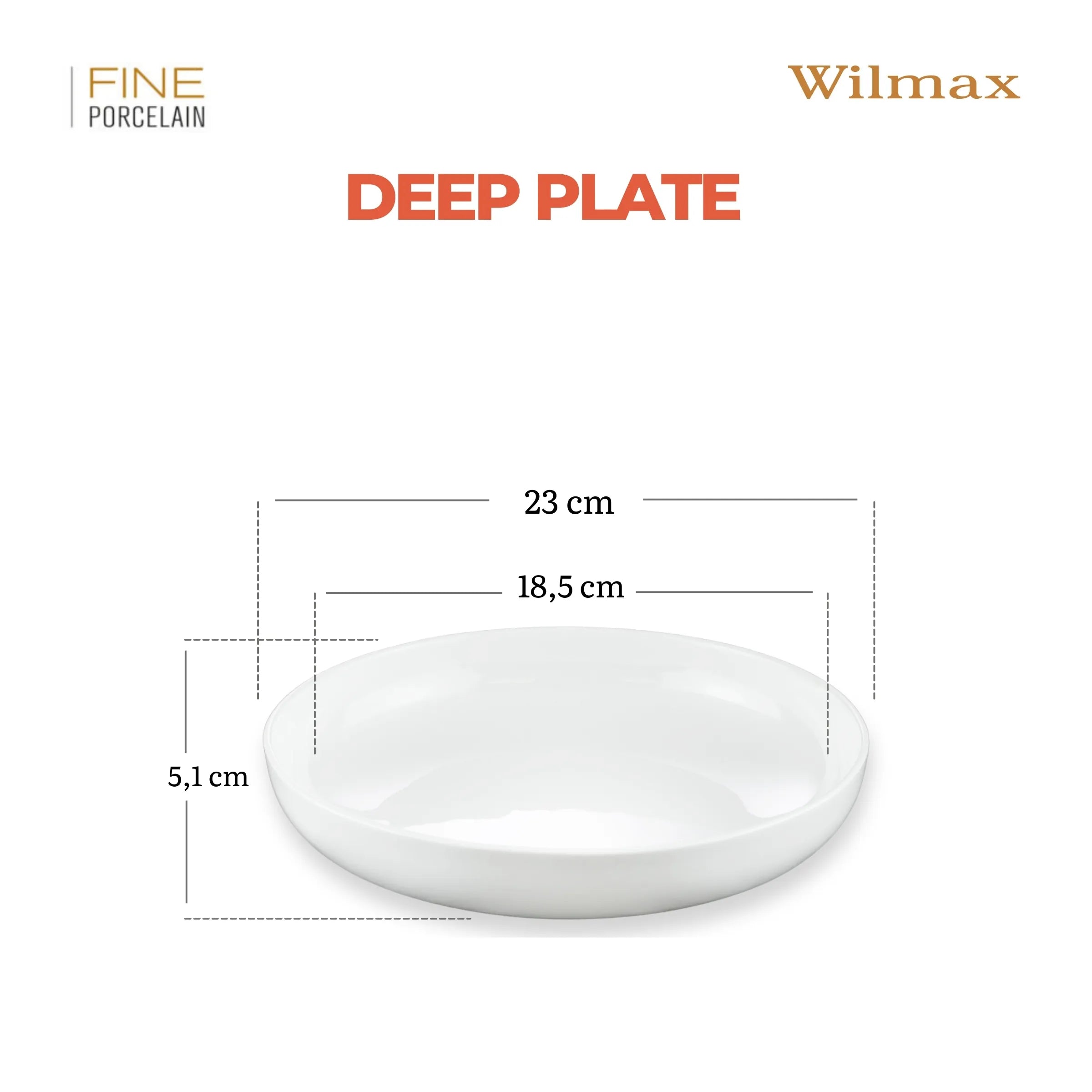 Wilmax Speiseteller 23 cm Weiß aus Porzellan