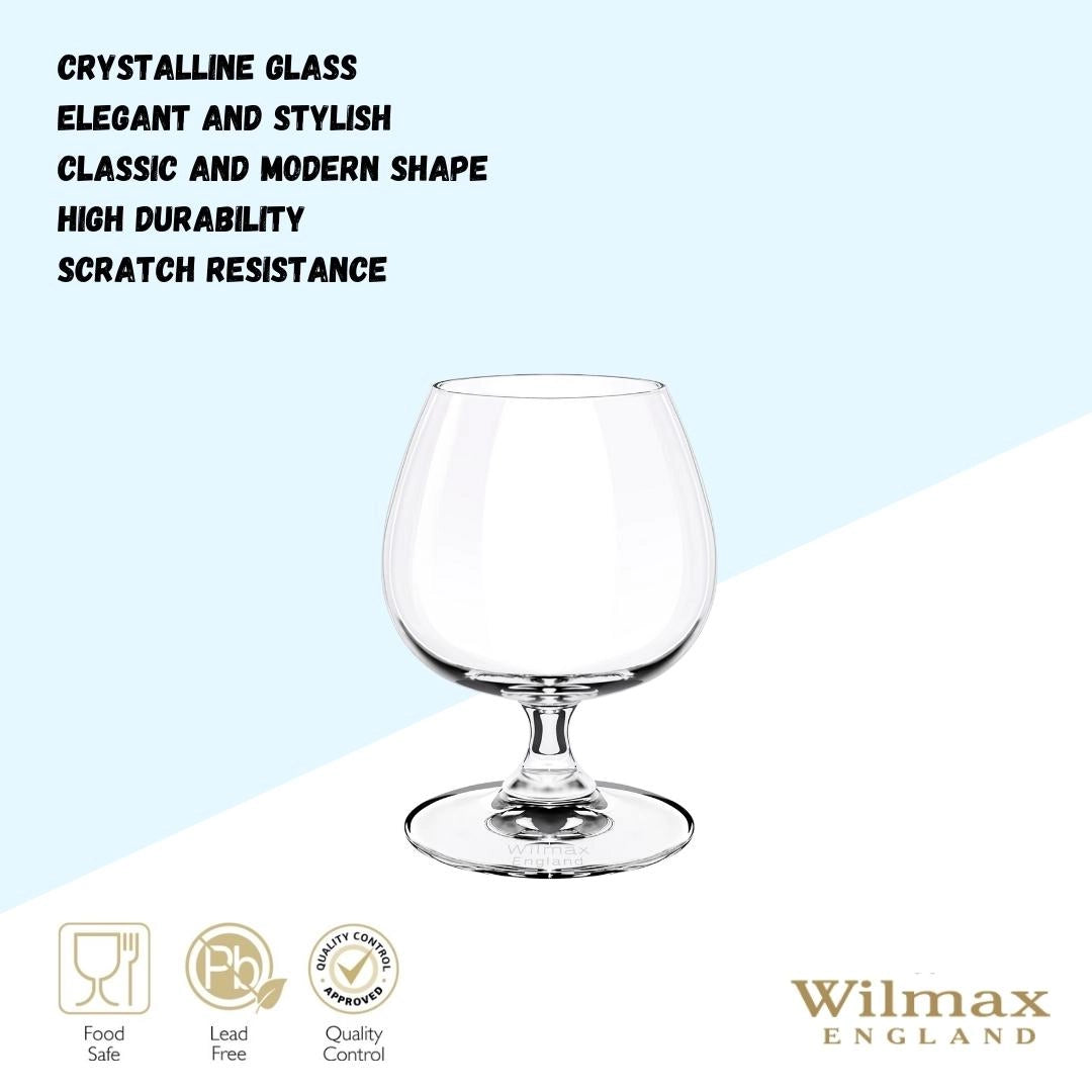 Wilmax Cognacglas 410 ml Kristallglas Transparent 6er Set WL-888025/6A