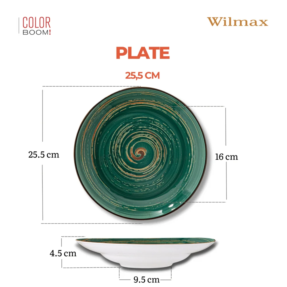 Wilmax Tiefer Teller 25,5 cm 350 ml Grün aus Porzellan