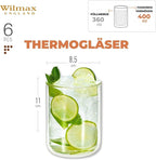 Wilmax Doppelwandiges Thermoglas 400 ml 6er-Set Transparent