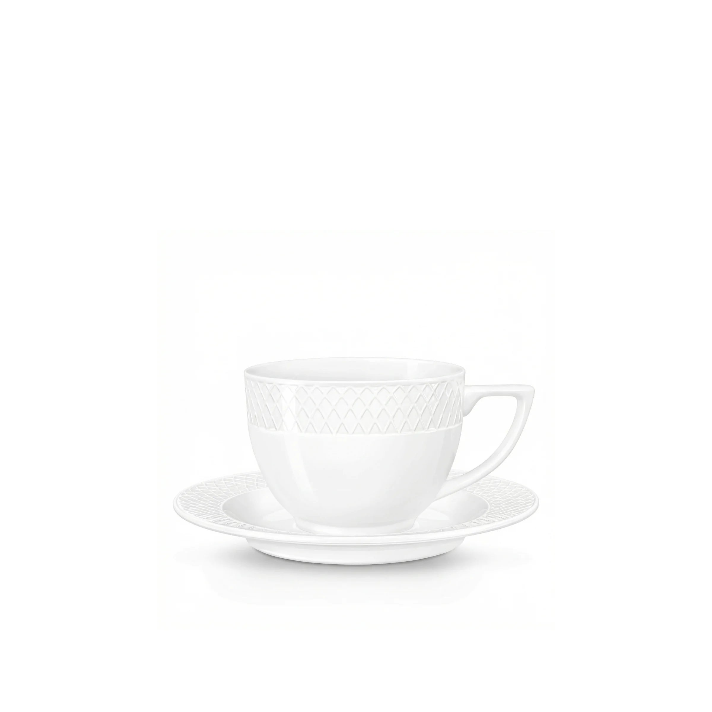 Wilmax Kaffeetassen mit Untertassen 90 ml 6er-Set Weiß aus Porzellan