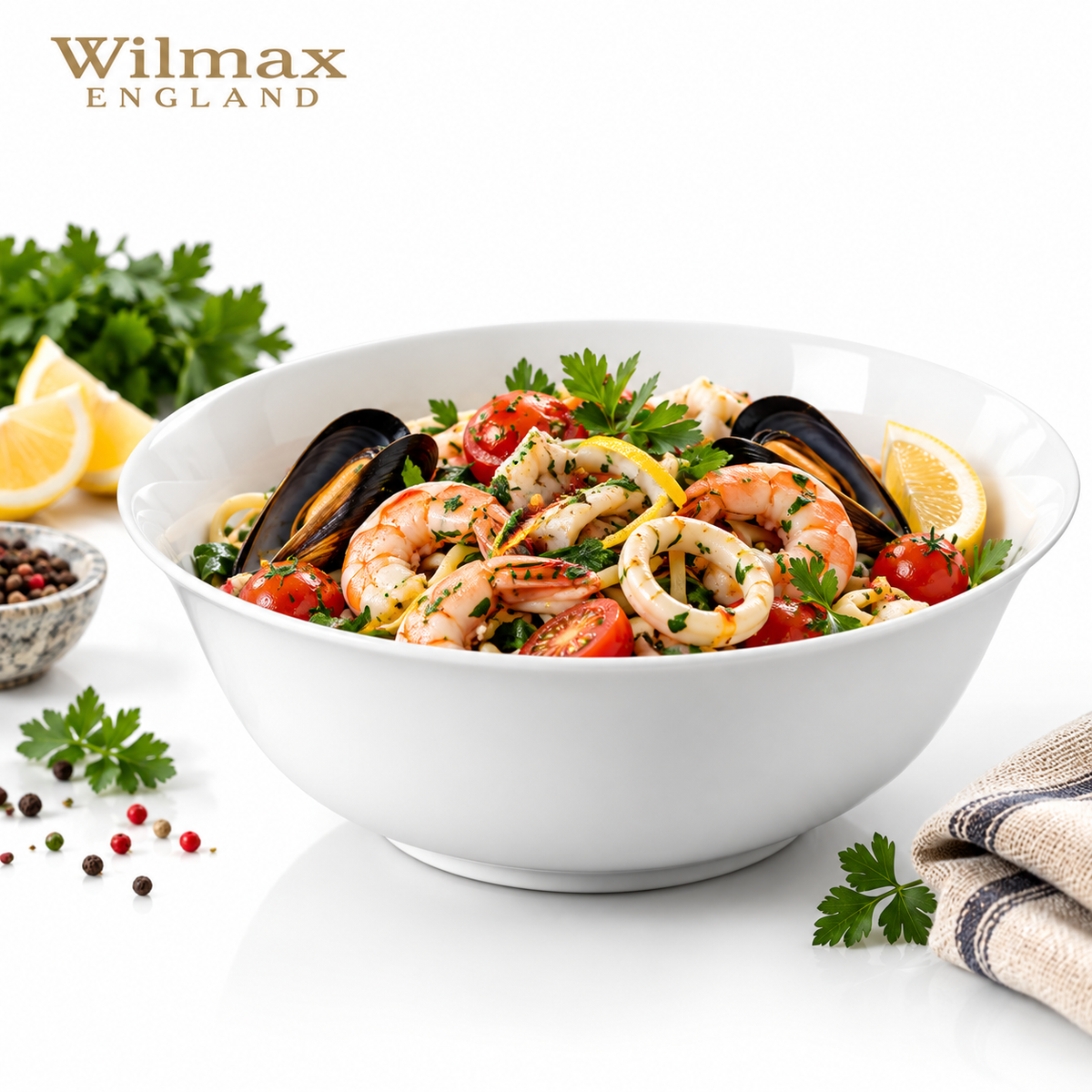 Wilmax Schale 1600 ml 20 cm Weiß aus Porzellan