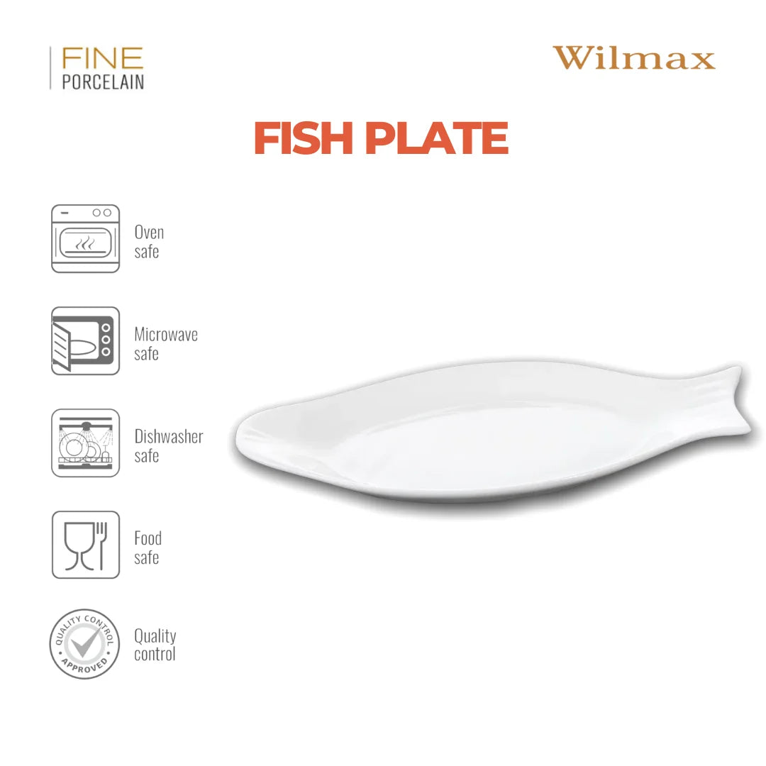 Wilmax Fischplatte 46 cm Weiß aus Porzellan
