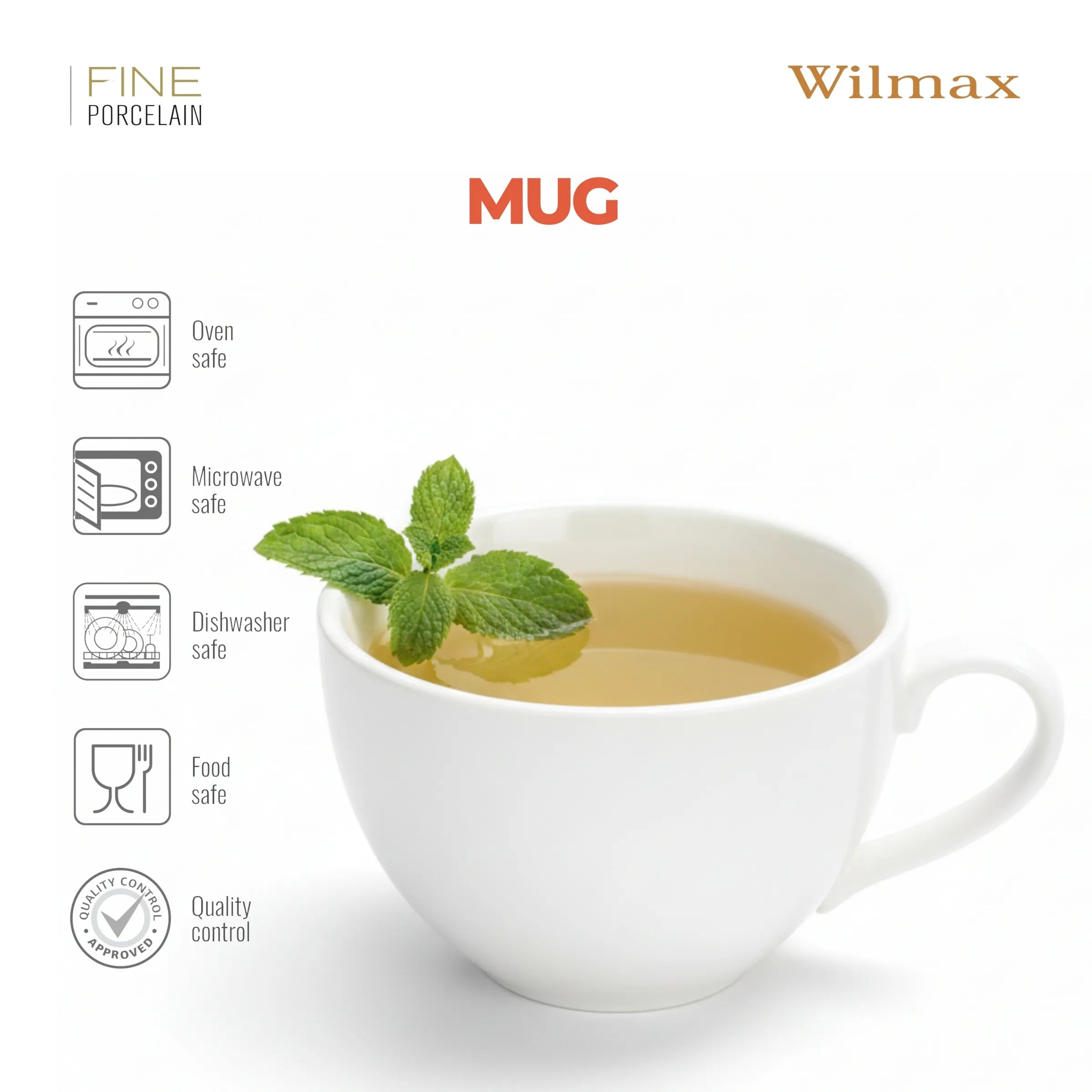Wilmax Jumbobecher 420 ml Weiß aus Porzellan