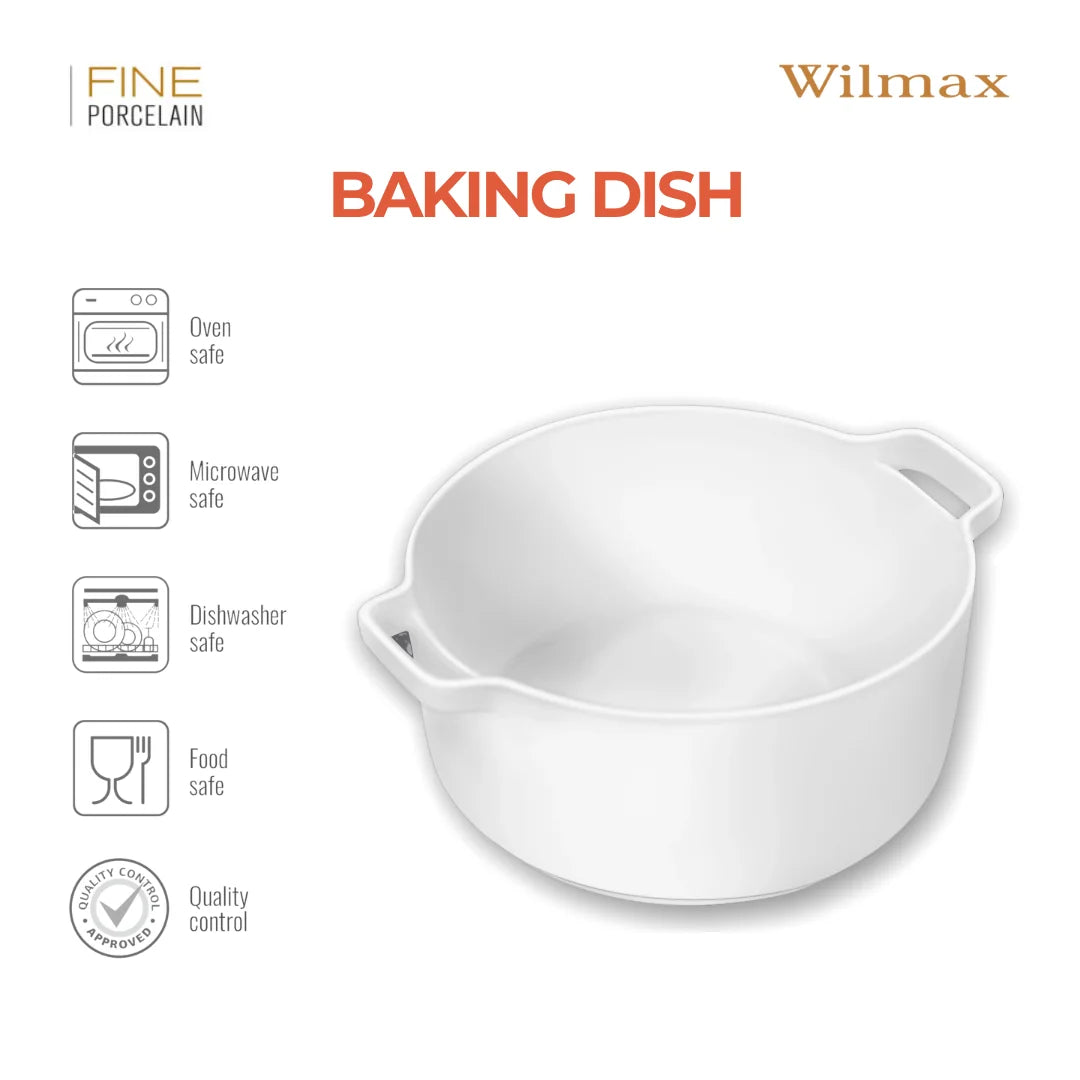 Wilmax Auflaufform mit Griffen 220 ml Weiß aus Porzellan