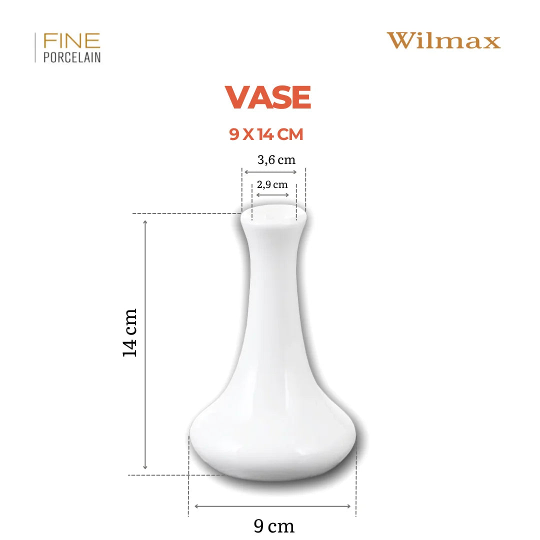 Wilmax Blumenvase Ø 9 cm Höhe 14 cm Weiß aus Porzellan