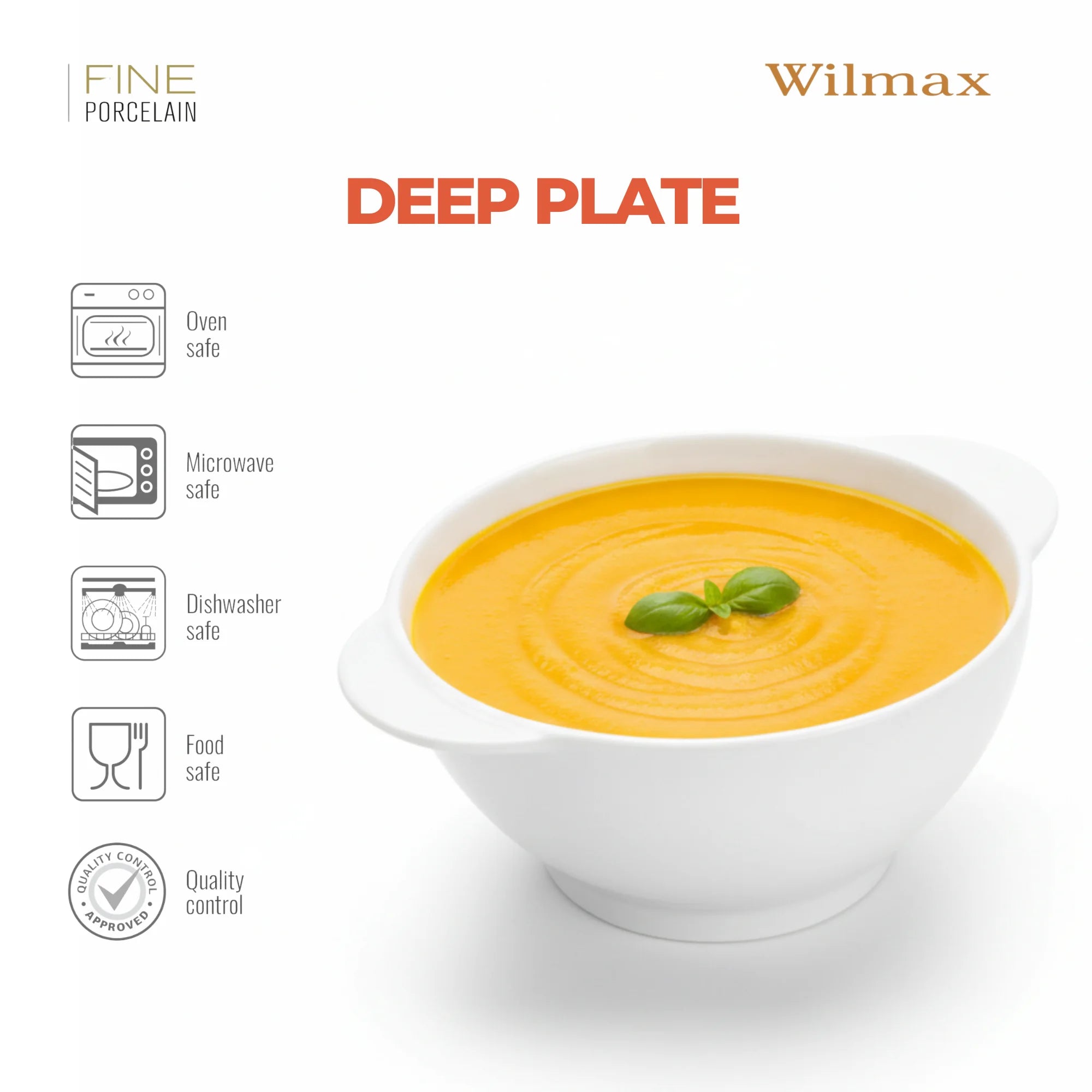 Wilmax Suppentasse 500 ml Weiß aus Porzellan