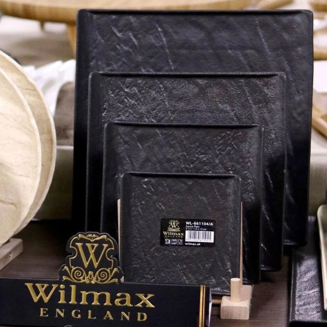 Wilmax Quadratische Servierplatte 13 × 13 cm Schwarz aus Porzellan