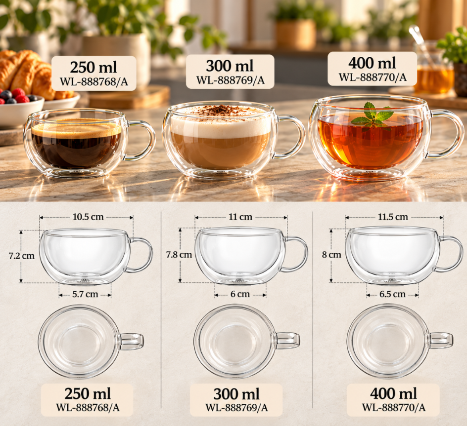 Wilmax Doppelwandige Glastasse 250 ml 2er-Set Transparent