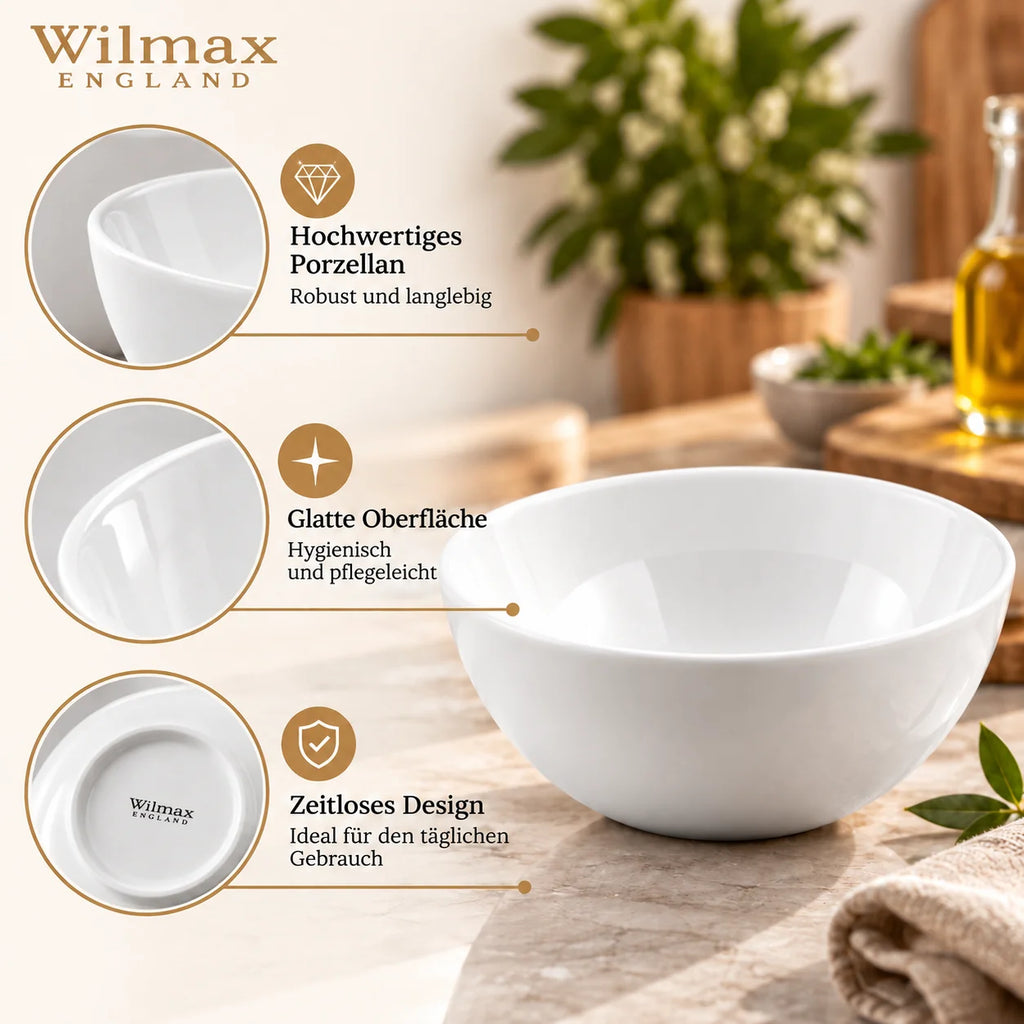Wilmax Schale 11 cm 300 ml 6er-Set Weiß aus Porzellan