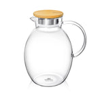 Wilmax Krug 2400 ml mit Bambusdeckel und Filter Transparent aus Thermoglas
