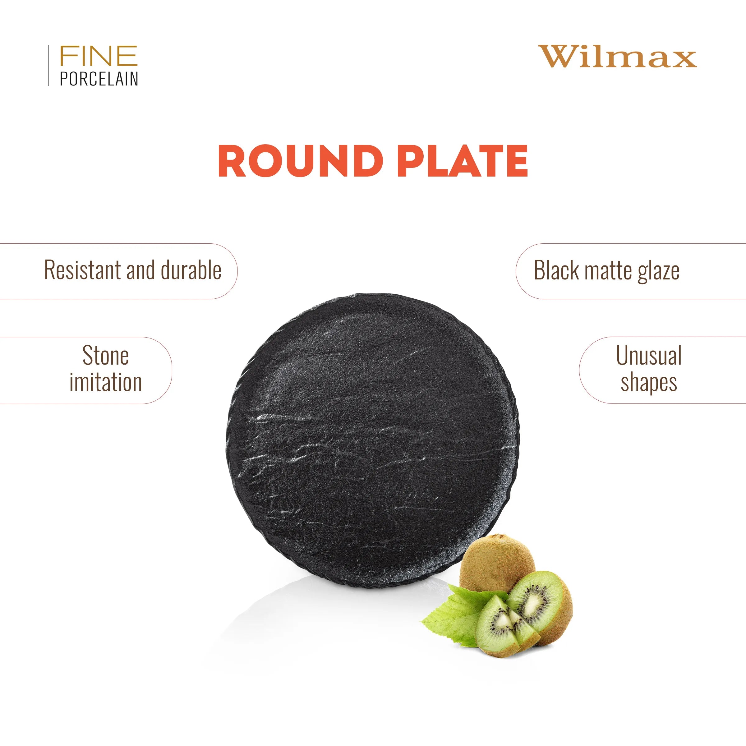 Wilmax Teller 18 cm Schwarz aus Porzellan