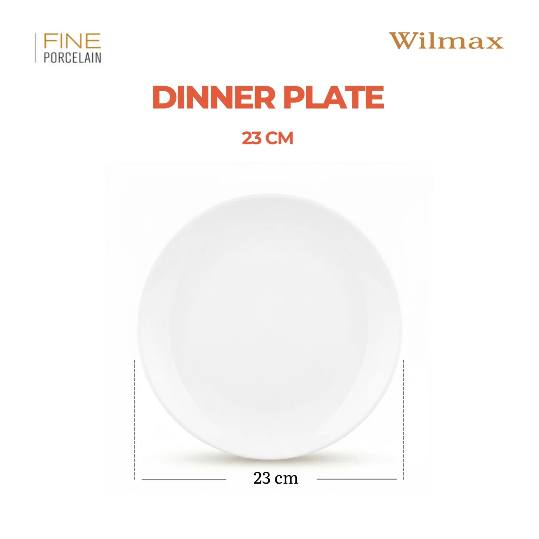 Wilmax Speiseteller 23 cm Weiß aus Porzellan
