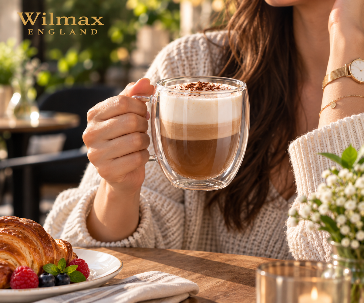 Wilmax Doppelwandiger Glasbecher 400 ml 4er-Set Transparent