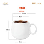 Wilmax Servierset 4-teilig mit Bambustellern 17,5 cm und Porzellanbechern 400 ml