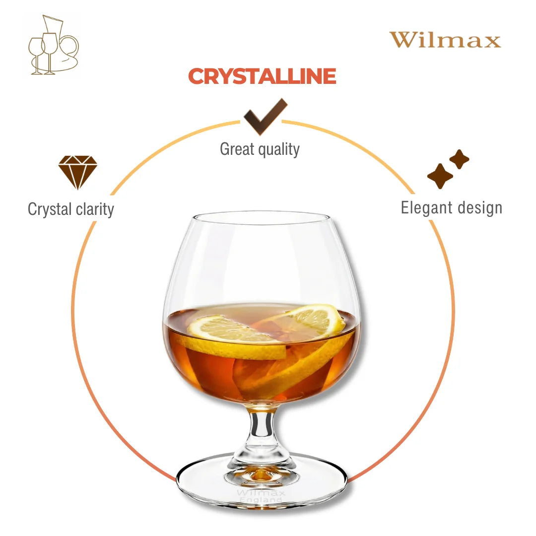 Wilmax Cognacglas 410 ml 6er-Set Transparent aus Wilmax Crystalline-Serie