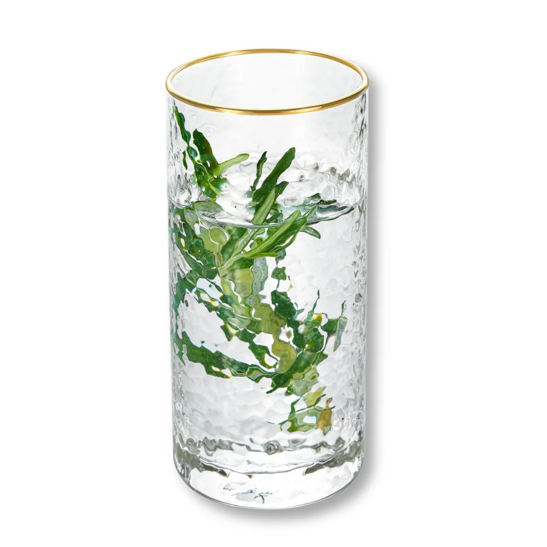 Wilmax Gehämmertes Glas 290 ml Transparent mit Goldrand aus Borosilikatglas