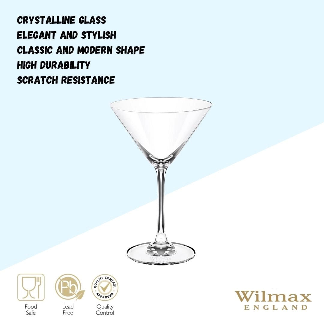 Wilmax Martinigläser 270 ml Kristallglas 6er Set Transparent WL-888030/6A