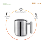 Wilmax Doppelwandiger Becher 350 ml Silber aus Edelstahl